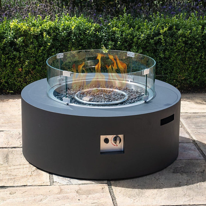 Maui Black Outdoor Round Fire Pit Coffee Table Furniture 