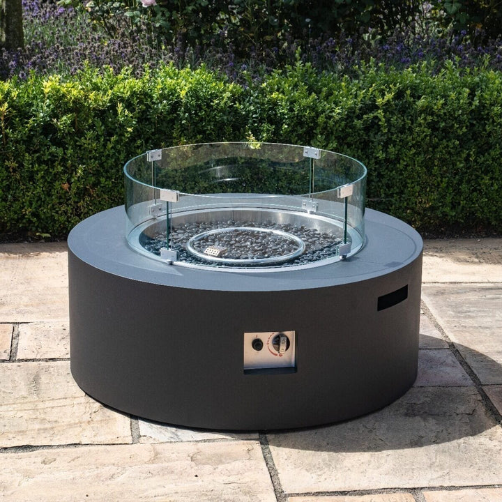 Maui Black Outdoor Round Fire Pit Coffee Table Furniture 