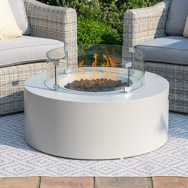 Maui Dove Grey Outdoor Round Fire Pit Coffee Table Furniture 