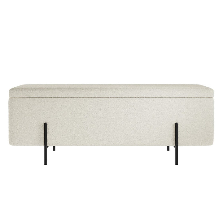 Maya Cream Boucle Ottoman Box with Black Feet Furniture 