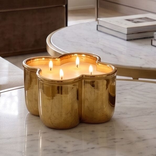 Maya Gold Clover Shaped Decorative Candle Fragrance 