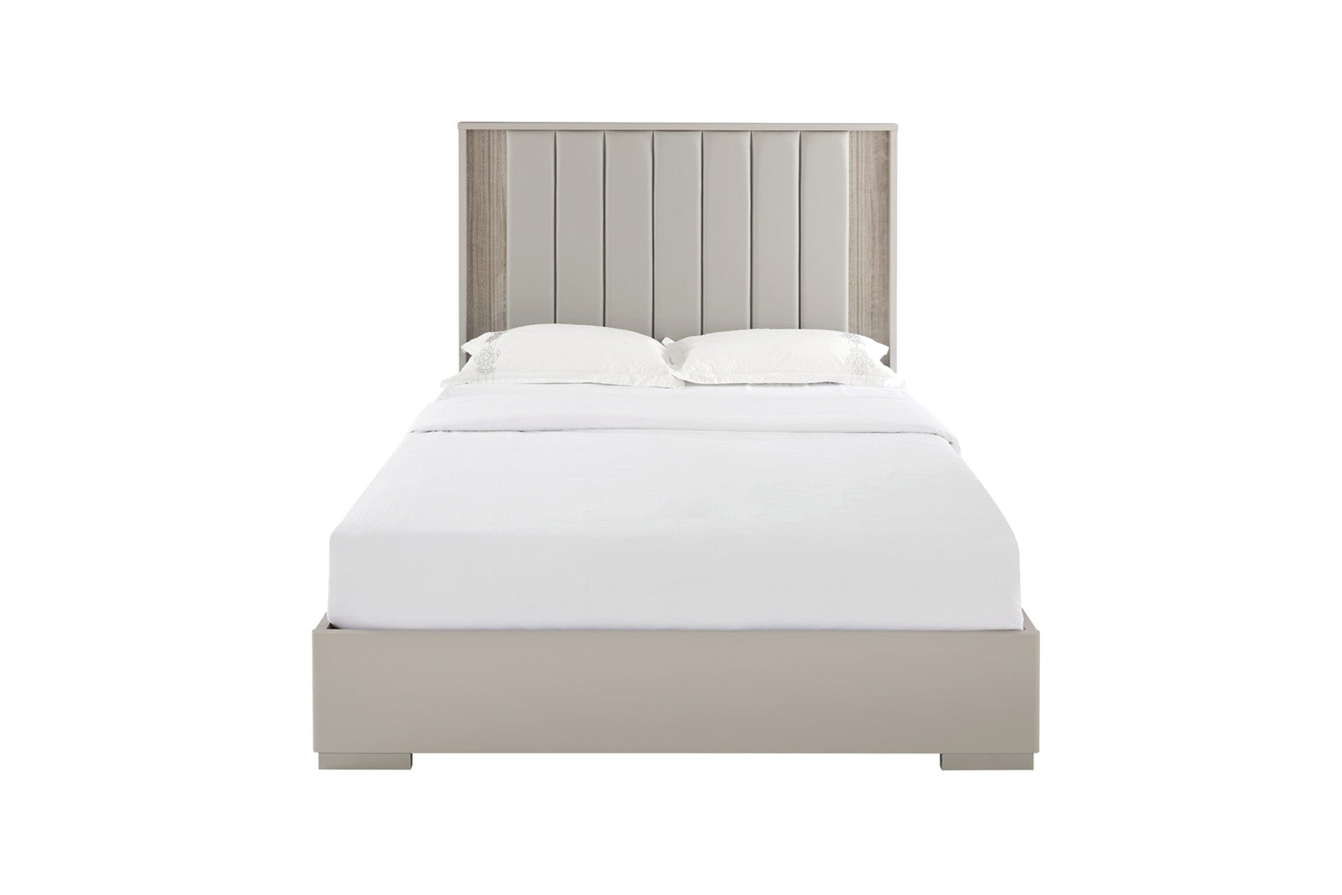 Maya Luxury Greige Channelled Bed with Integrated LED Lights 