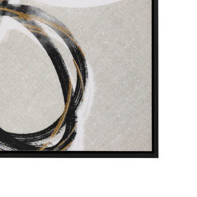 Mayce Abstract Gold & Black Circles Framed Canvas Wall Art - Set of 2 Accessories 