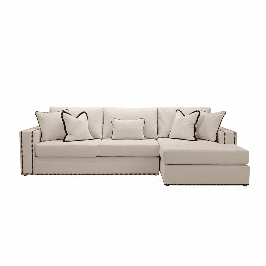 Mayfair Cream Velvet Sofa Collection, With Black Studs Sofa 