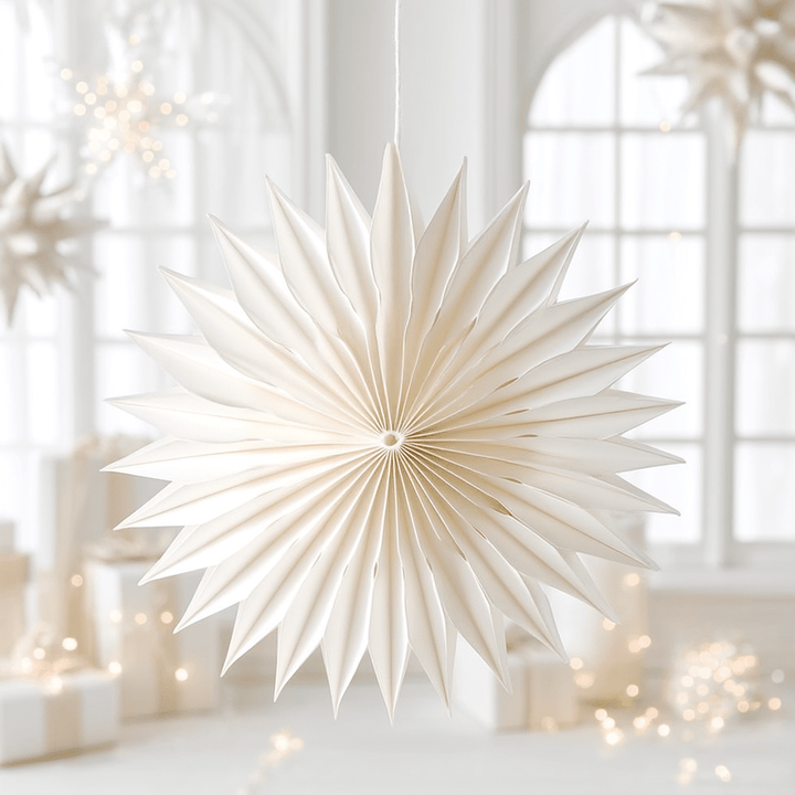 Medium Decorative Cream Hanging Paper Star Ornament Accessories 