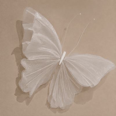 Medium White Decorative Organza Butterfly- 50cm Accessories 