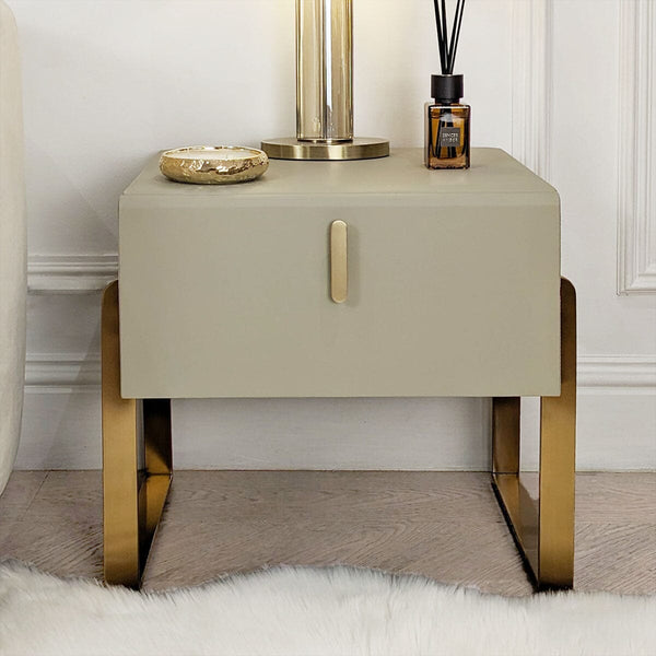 Megan Cream & Gold 1 Drawer Bedside Table Furniture 