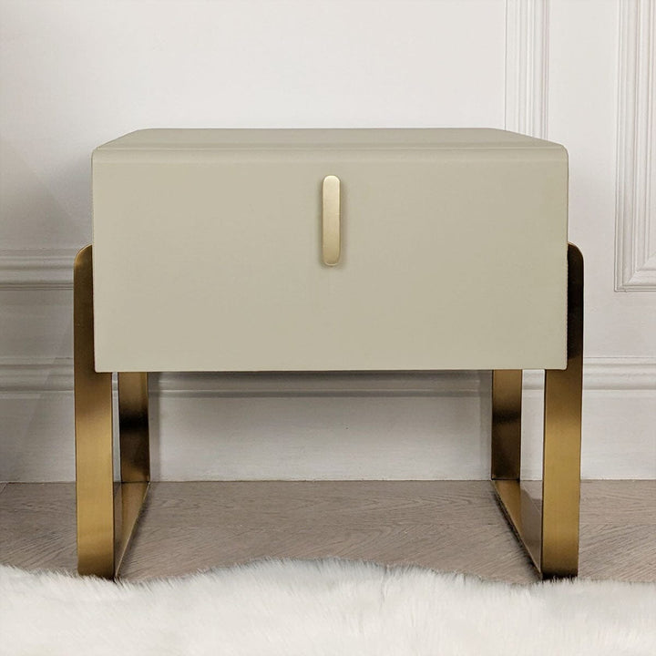 Megan Cream & Gold 1 Drawer Bedside Table Furniture 