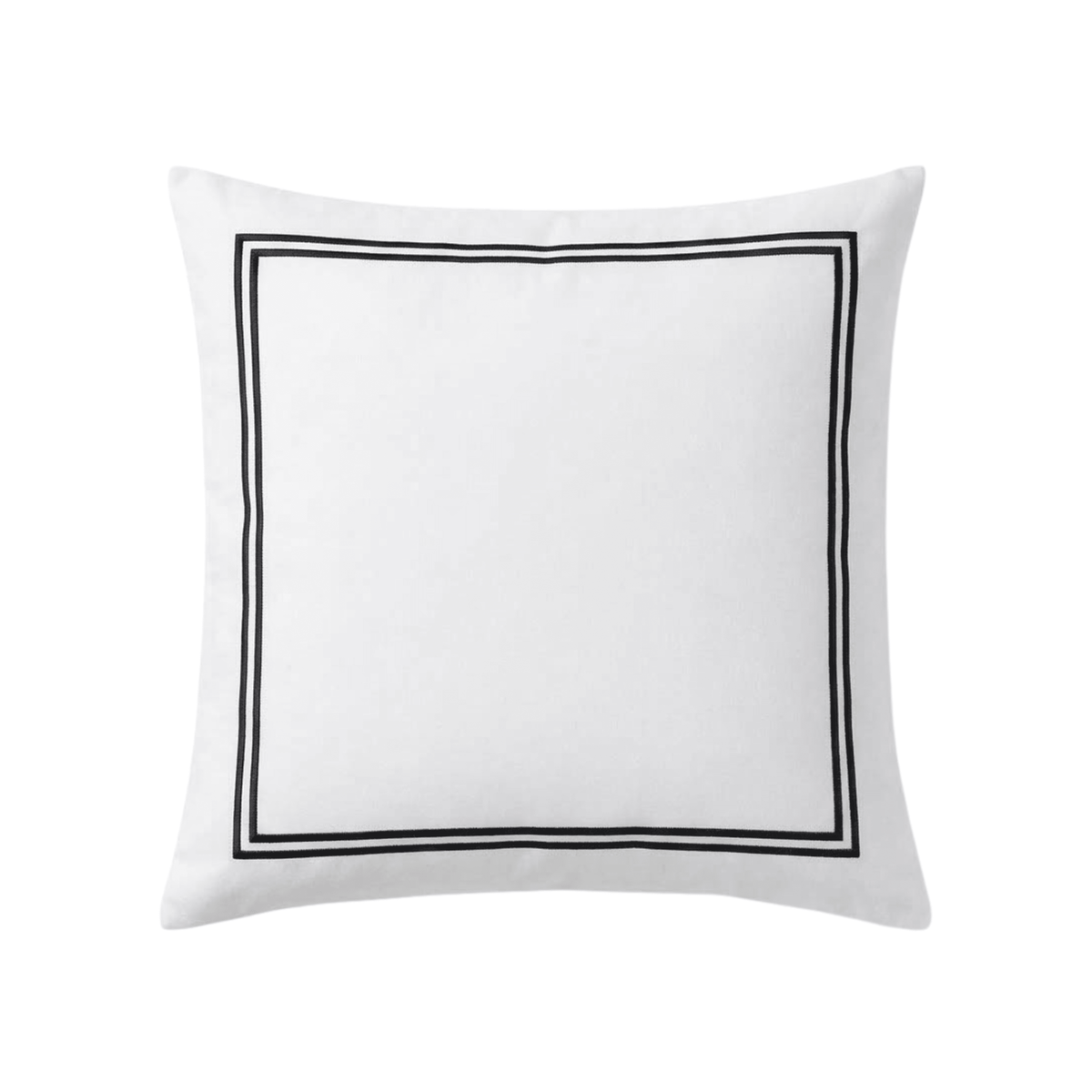 Meghan Black Embroidered Double Stitch Detail Large Feather Filled Cushion - 60x60cm Textiles 