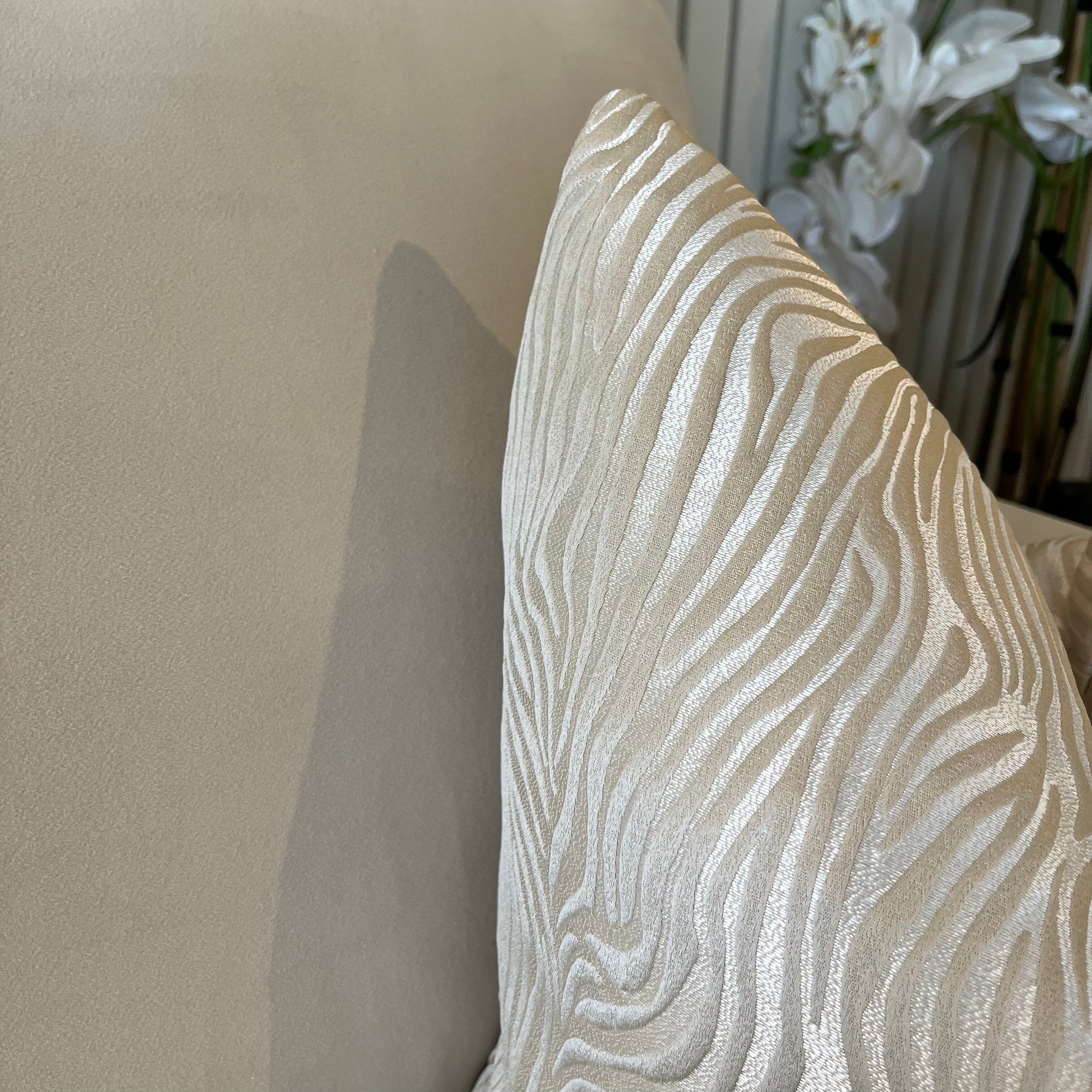 Melbourne Cream & Beige Metallic Tiger Print Cushion Cover - 50x50cm Textiles 
