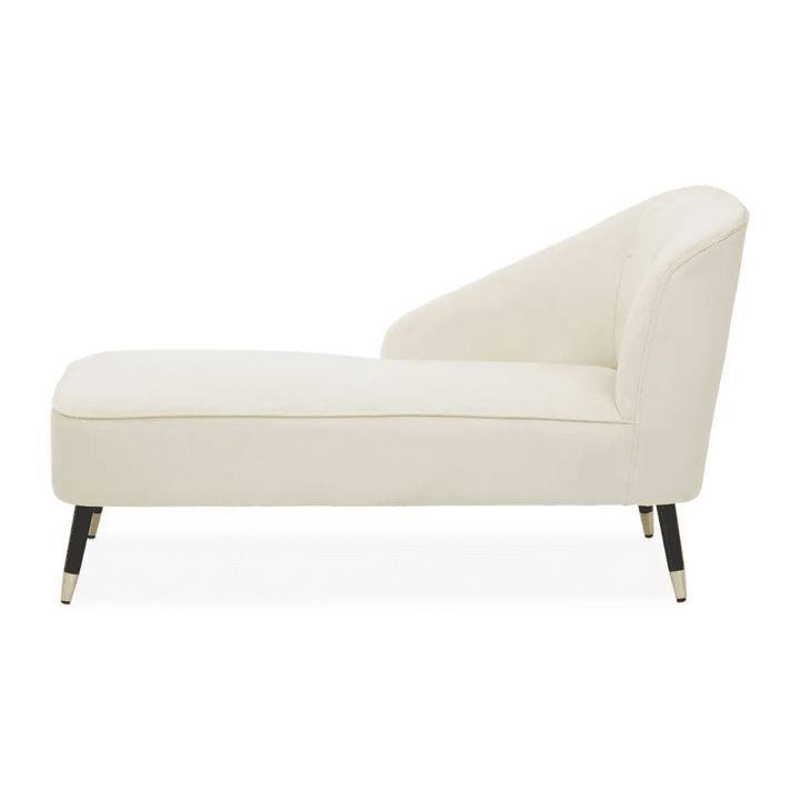 Mercedes Cream Velvet Chaise Lounge with Black Legs Furniture 
