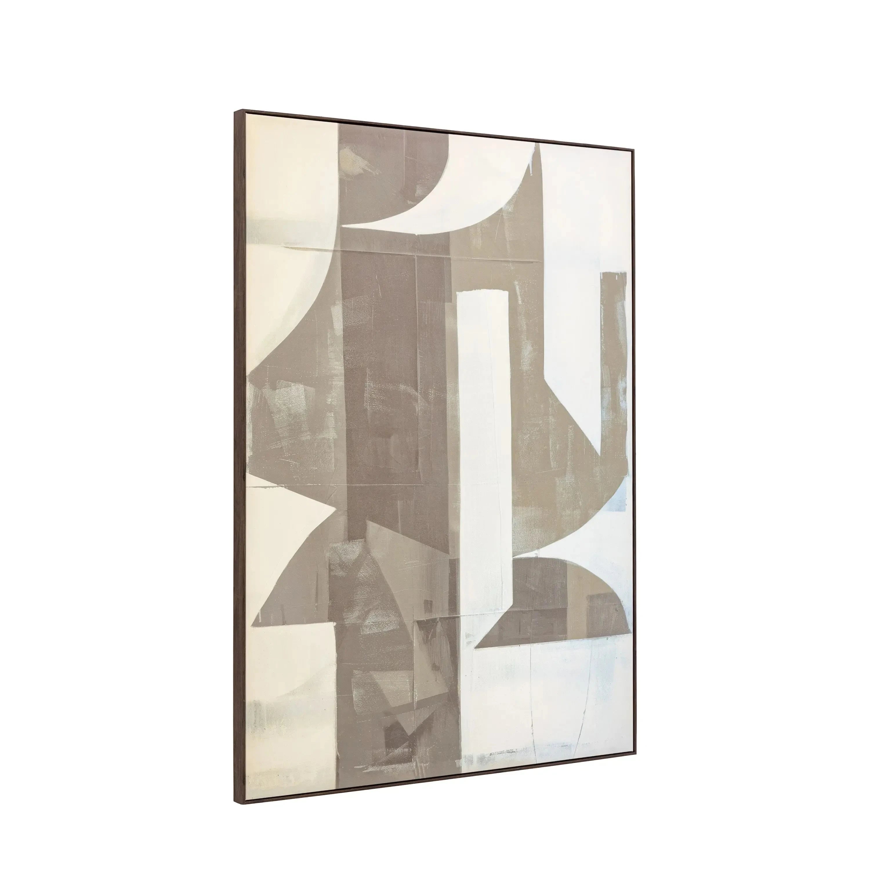 Meridian Taupe Abstract Framed Canvas Wall Art Accessories 