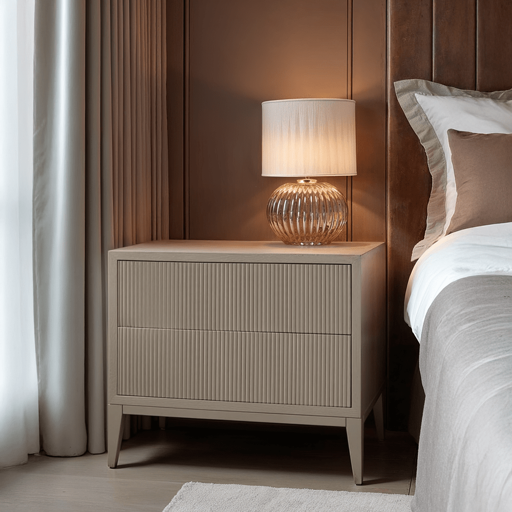 Metropolitan Warm Grey Premium Wide Bedside Table Furniture 