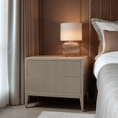 Metropolitan Warm Grey Premium Wide Bedside Table Furniture 