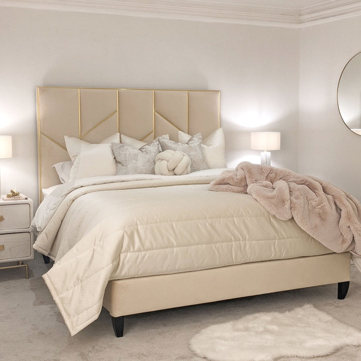 Meyer Cream & Gold Luxury Bed - Super King MTO Beds and Headboards 