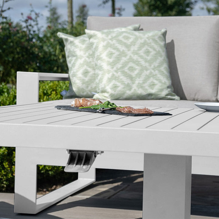 Miami Grey & White Large Outdoor Corner Sofa Dining Set with Rising Table Furniture 