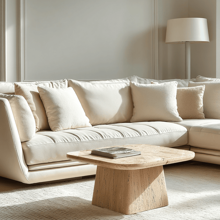 Micah Travertine Square Coffee Table Furniture 