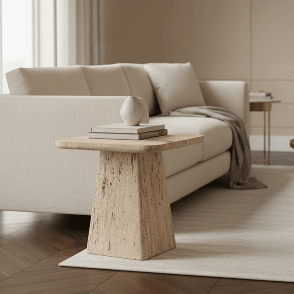 Micah Travertine Square Side Table Furniture 