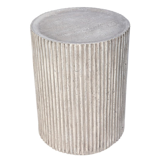 Mikono Natural Ribbed Stone Effect Round Side Table Furniture 
