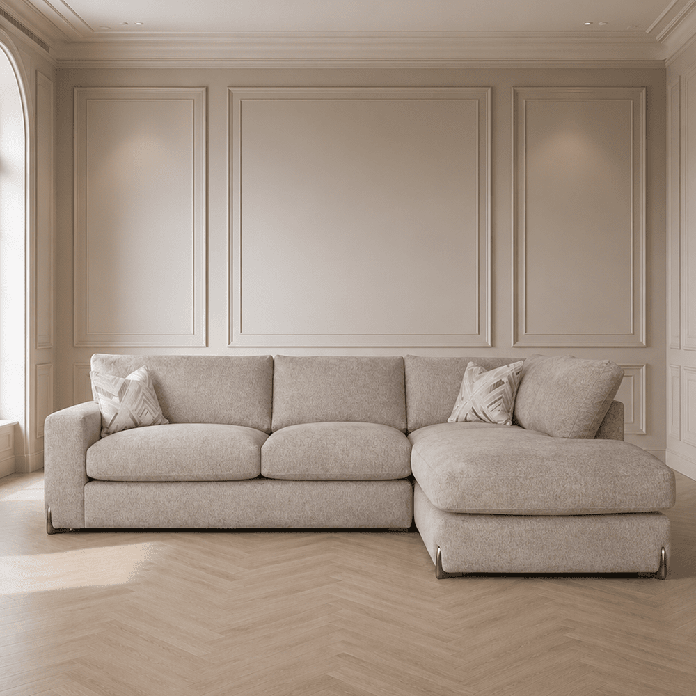 Mila Taupe Soft Textured Sofa Range with Gold Feet Sofa 