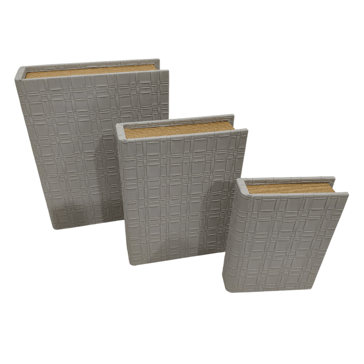 Milano Neutral Textured PU Book Boxes - Set of 3 Accessories 