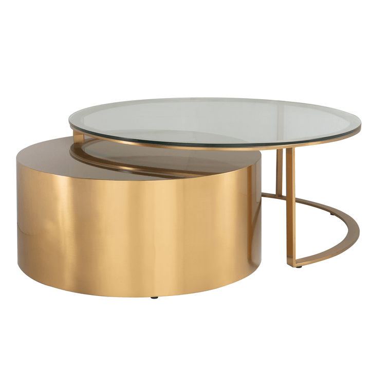 Milla Luxury Gold & Glass Nested Coffee Tables Furniture 