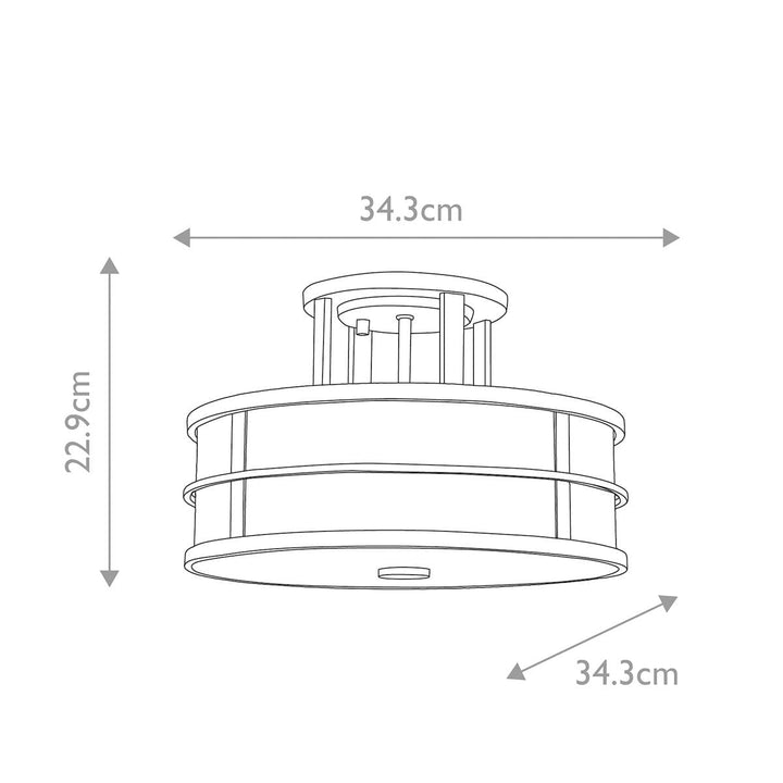 Millie Bronze 3 Light Semi-Flush Ceiling Light Lighting 