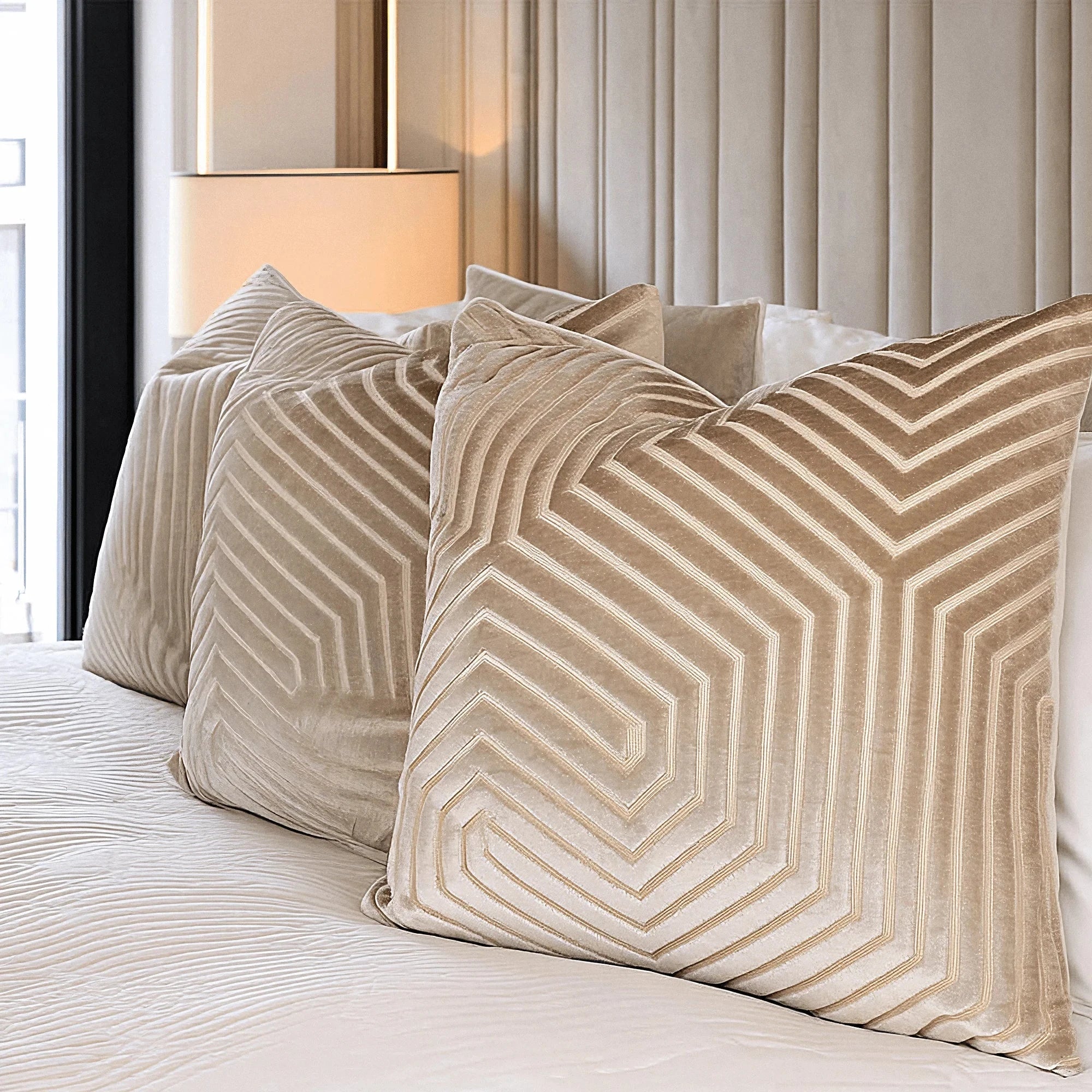 Milly Mink Velvet Geometric Cushion Cover - 45x45cm Textiles 