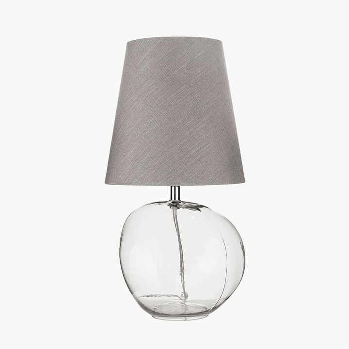 Milou Clear Glass Organic Table Lamp with Grey Shade Lighting 