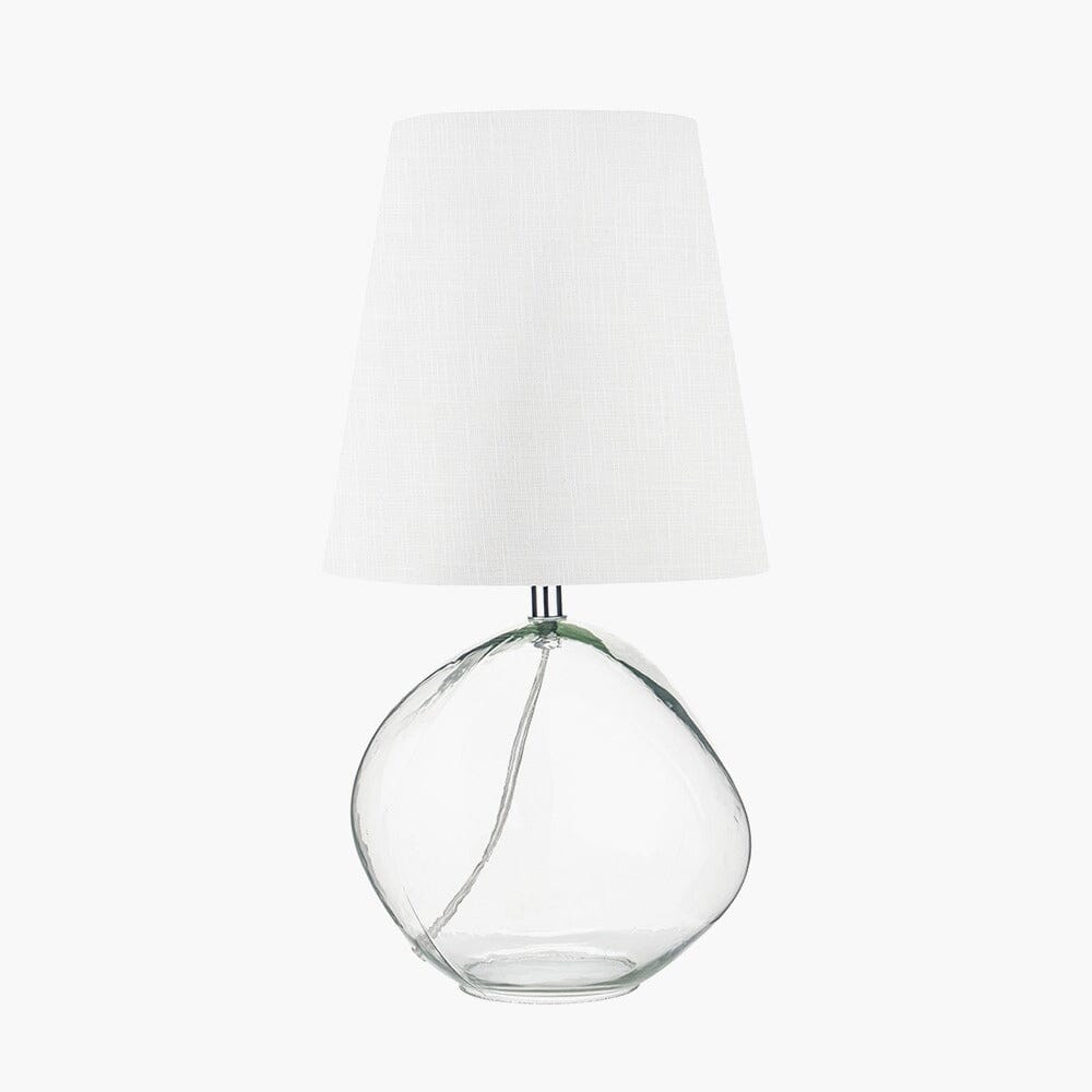 Milou Clear Glass Organic Table Lamp with White Shade Lighting 