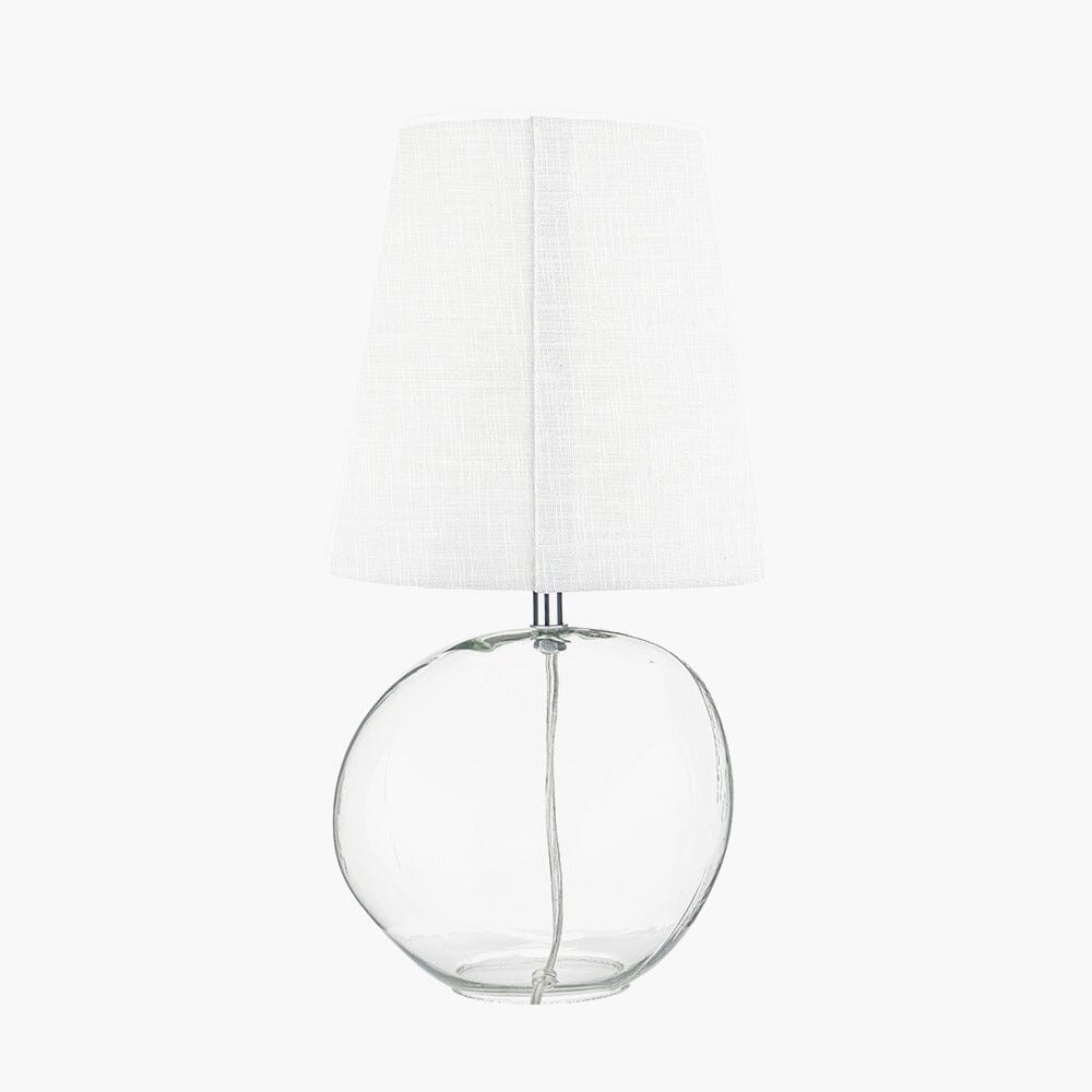 Milou Clear Glass Organic Table Lamp with White Shade Lighting 