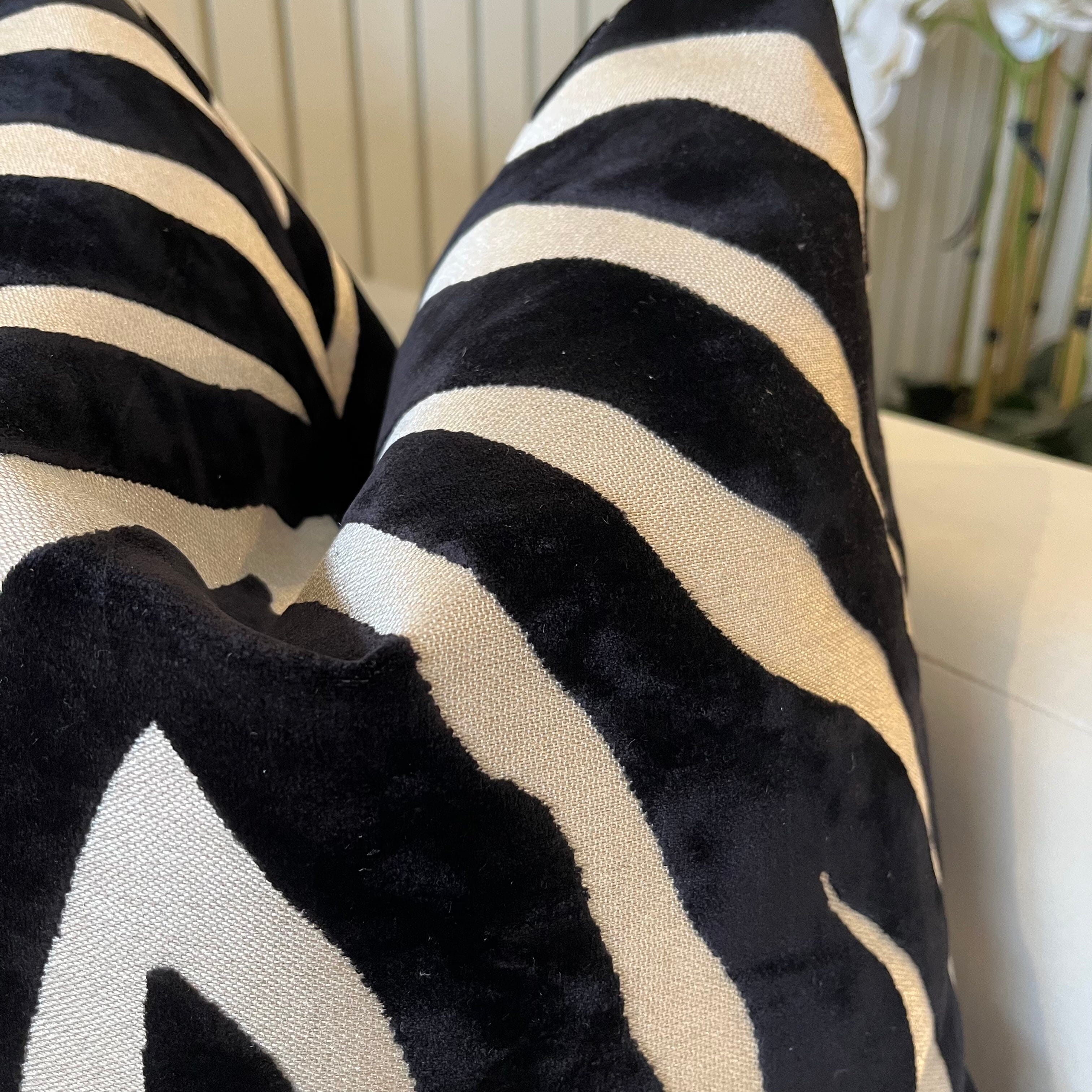 Mimi Black & Cream Zebra Print Cushion - 43x43cm Textiles 