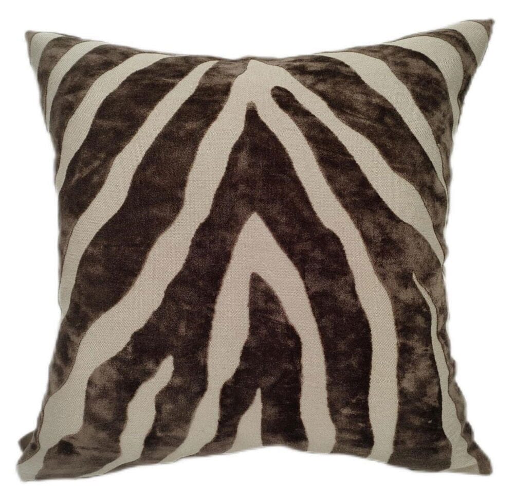 Mimi Brown & Cream Zebra Print Cushion - 43x43cm Textiles 