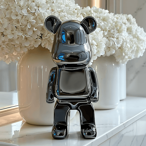 Mini Black Pearlescent Standing Bear Ornament Accessories 