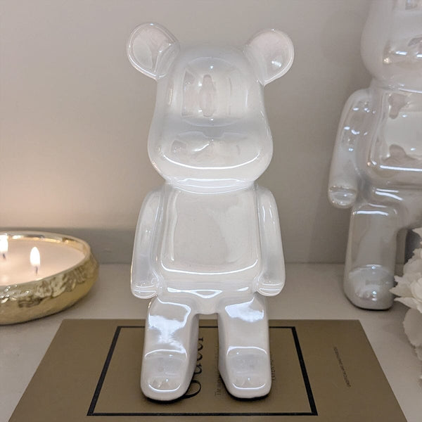 Mini Cream Pearlescent Standing Bear Ornament Accessories 