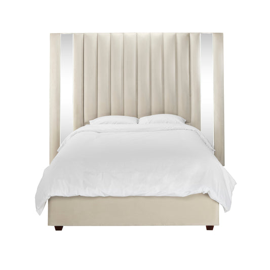 Mira Vanilla Velvet Premium Mirrored Bed 