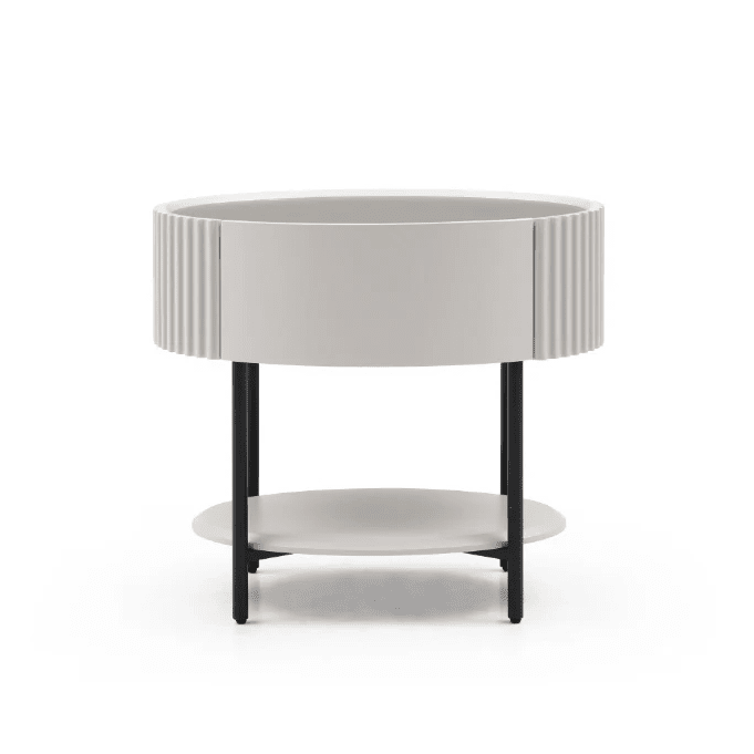 Mirabel Beige & Black Luxury Rounded Bedside Table Furniture 