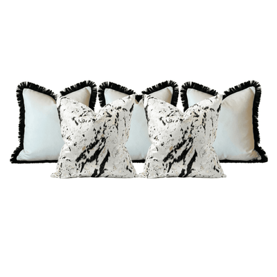 Monochrome Feather Filled Cushion Bundle - Set of 5 Textiles 