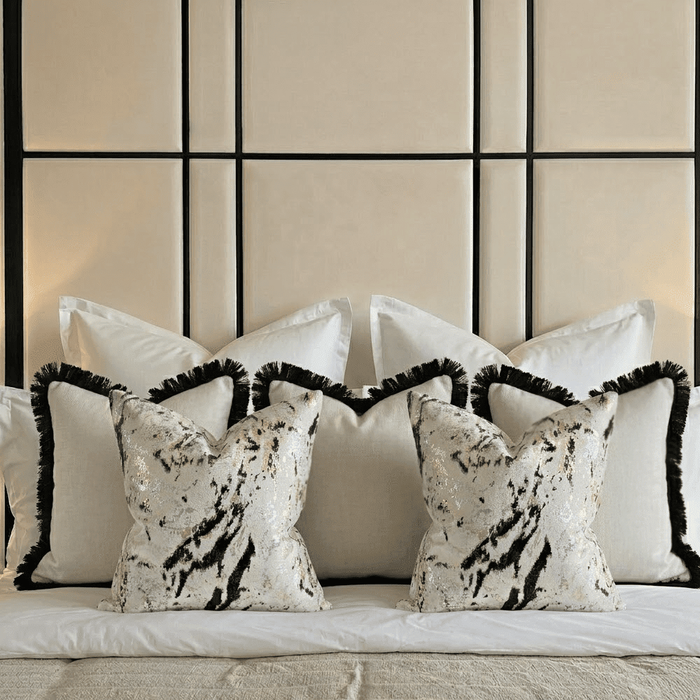 Monochrome Feather Filled Cushion Bundle - Set of 5 Textiles 