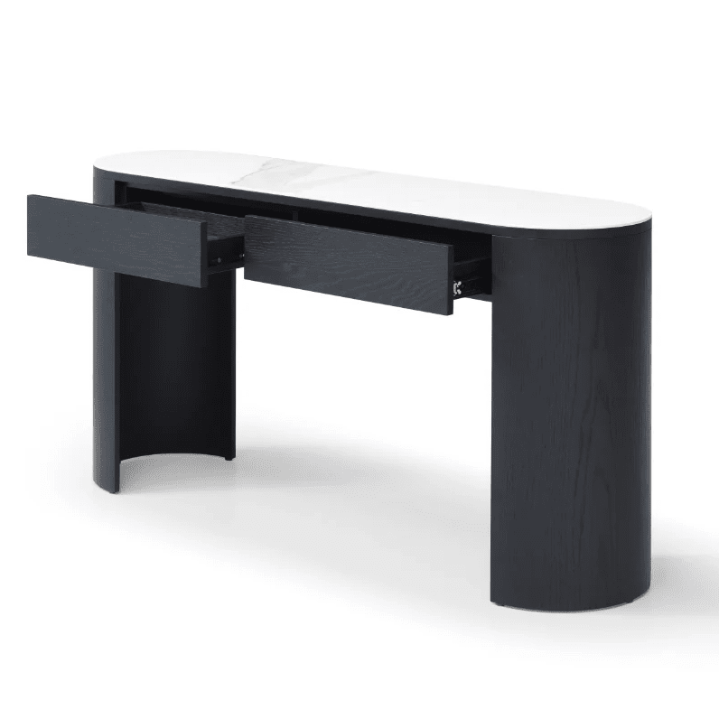 Monroe Black Console Table with Marble Top Furniture 