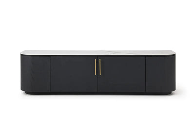 Monroe Black Media unit with Marble Top Furniture 