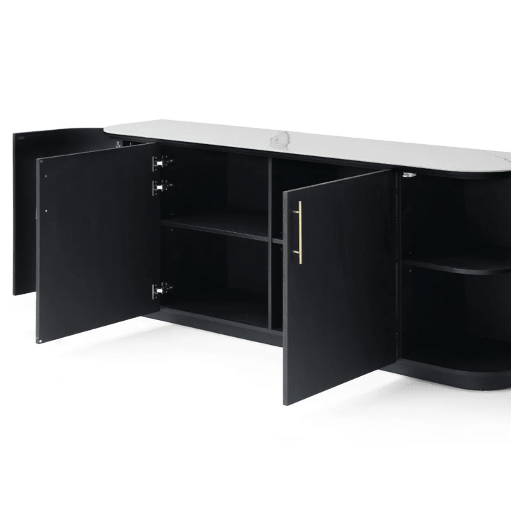 Monroe Black Sideboard with Marble Top Furniture 