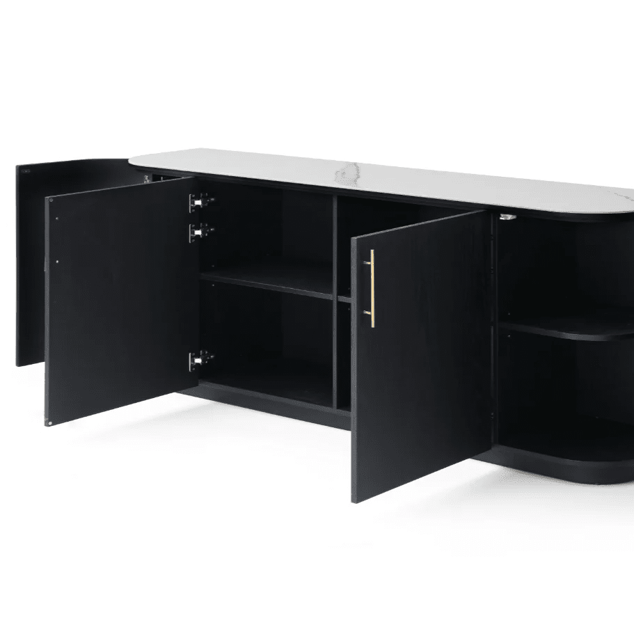 Monroe Black Sideboard with Marble Top Furniture 