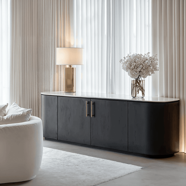 Monroe Black Sideboard with Marble Top Furniture 
