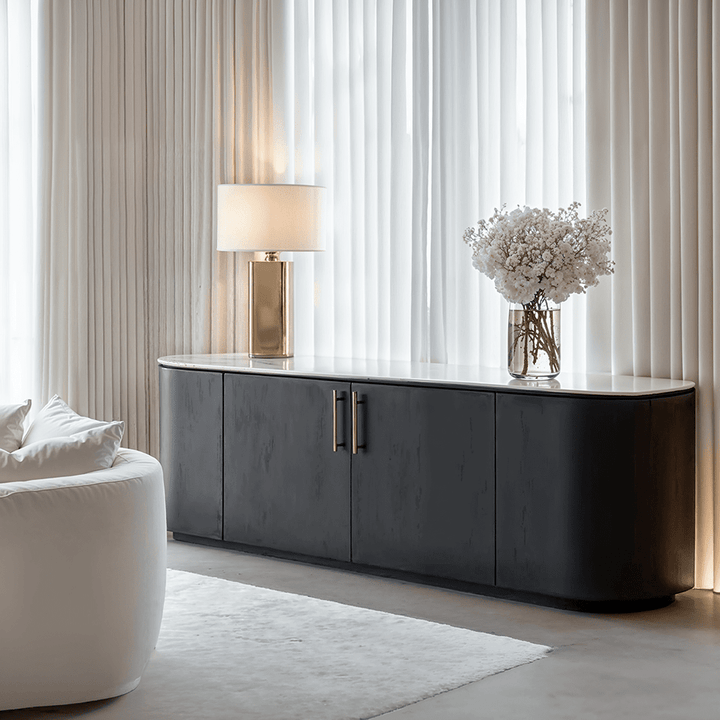Monroe Black Sideboard with Marble Top Furniture 