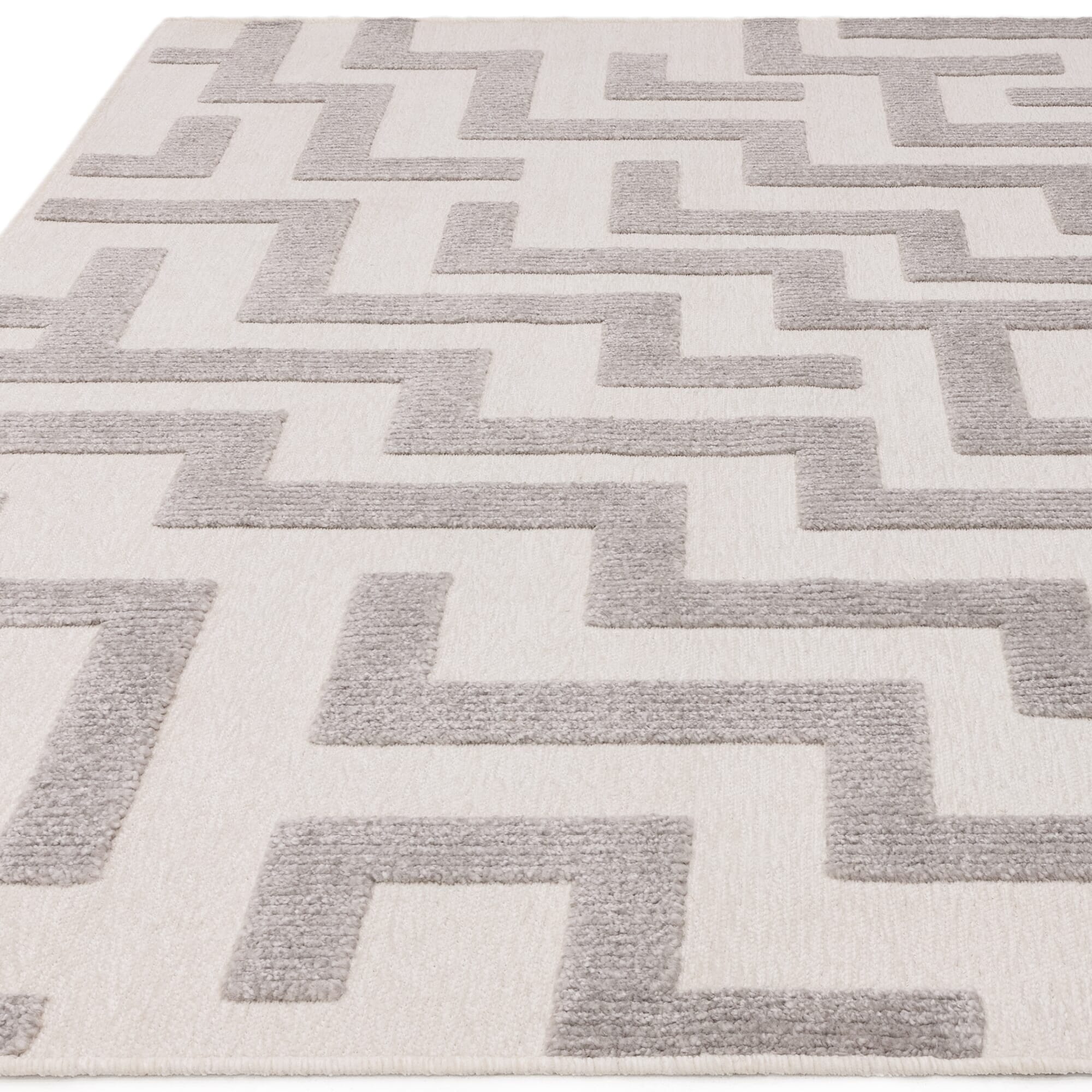 Morocco Grey & Cream Geometric Rug 