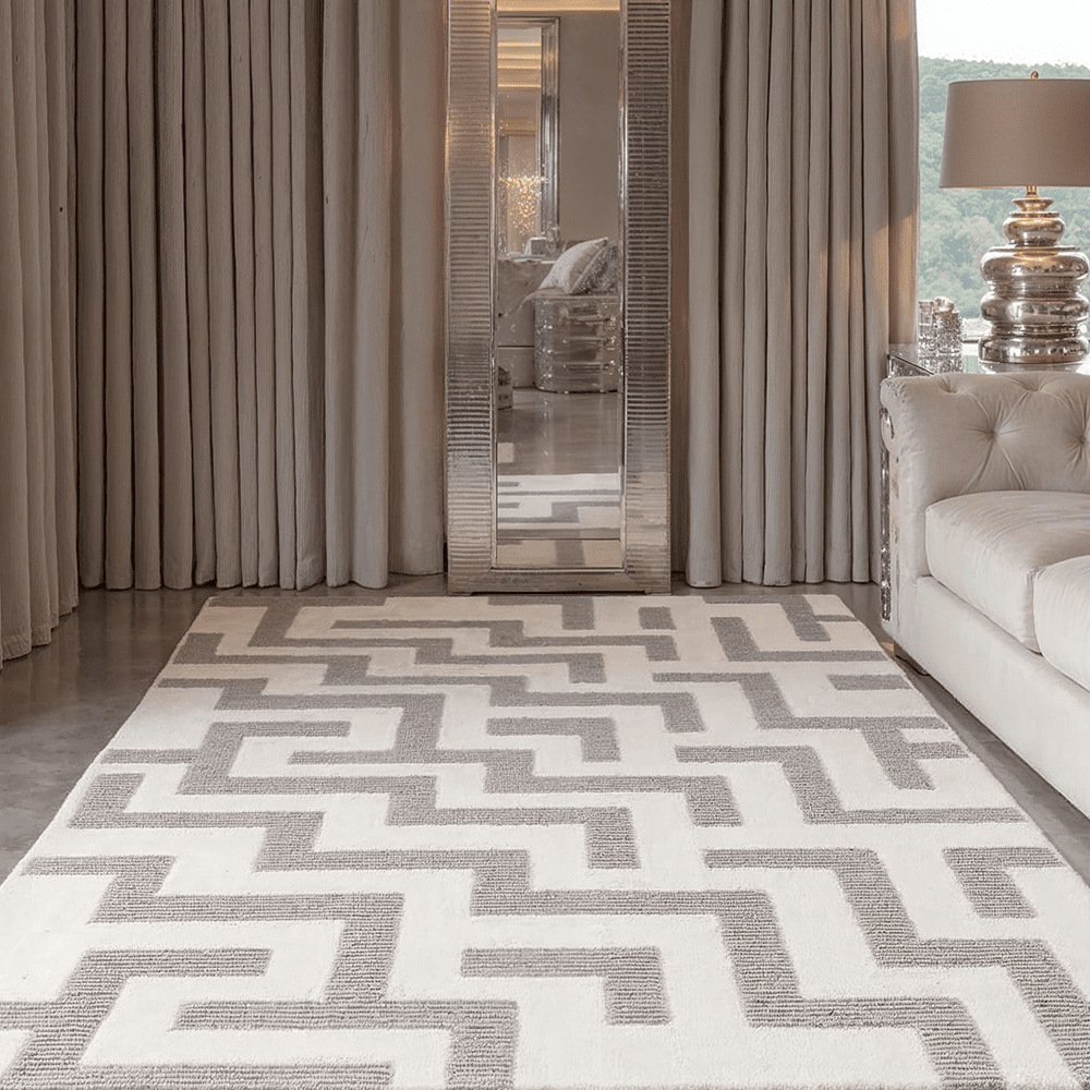 Morocco Grey & Cream Geometric Rug 