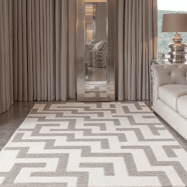 Morocco Grey & Cream Geometric Rug 