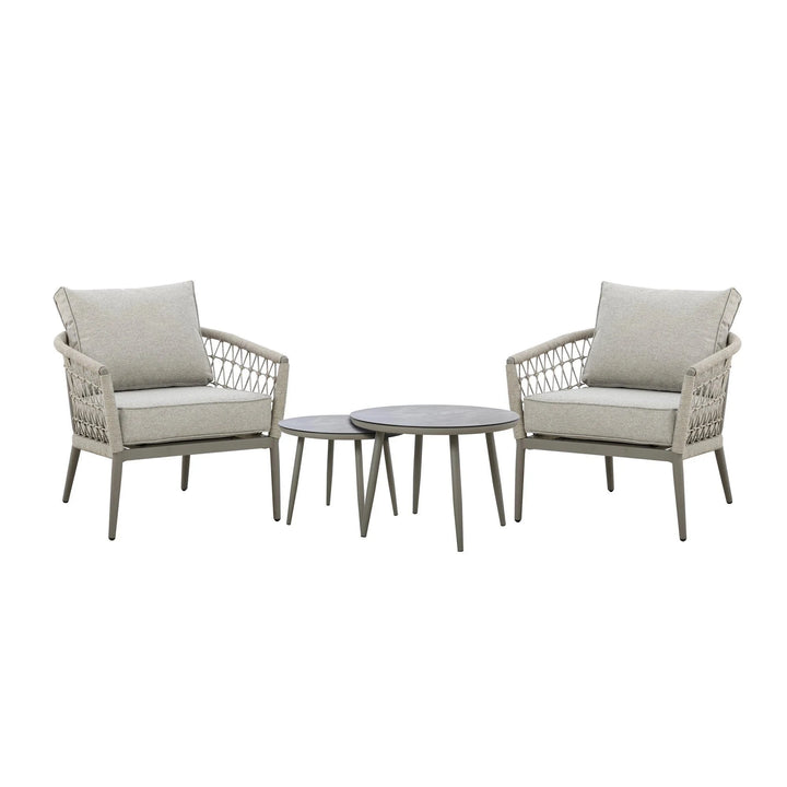 Morocco Outdoor Cream & Taupe Chair Lounge Set Outdoor 