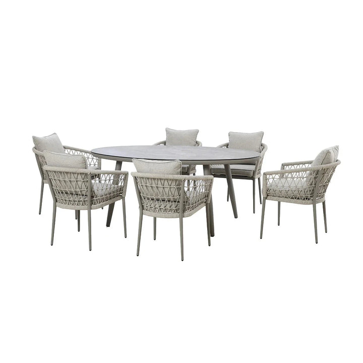 Morocco Outdoor Taupe Oval 6 Seater Dining Set Outdoor 